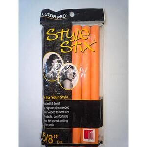 Luxor Pro Style Stix 5/8" Soft Foam Hair Rollers Orange Curlers Set New